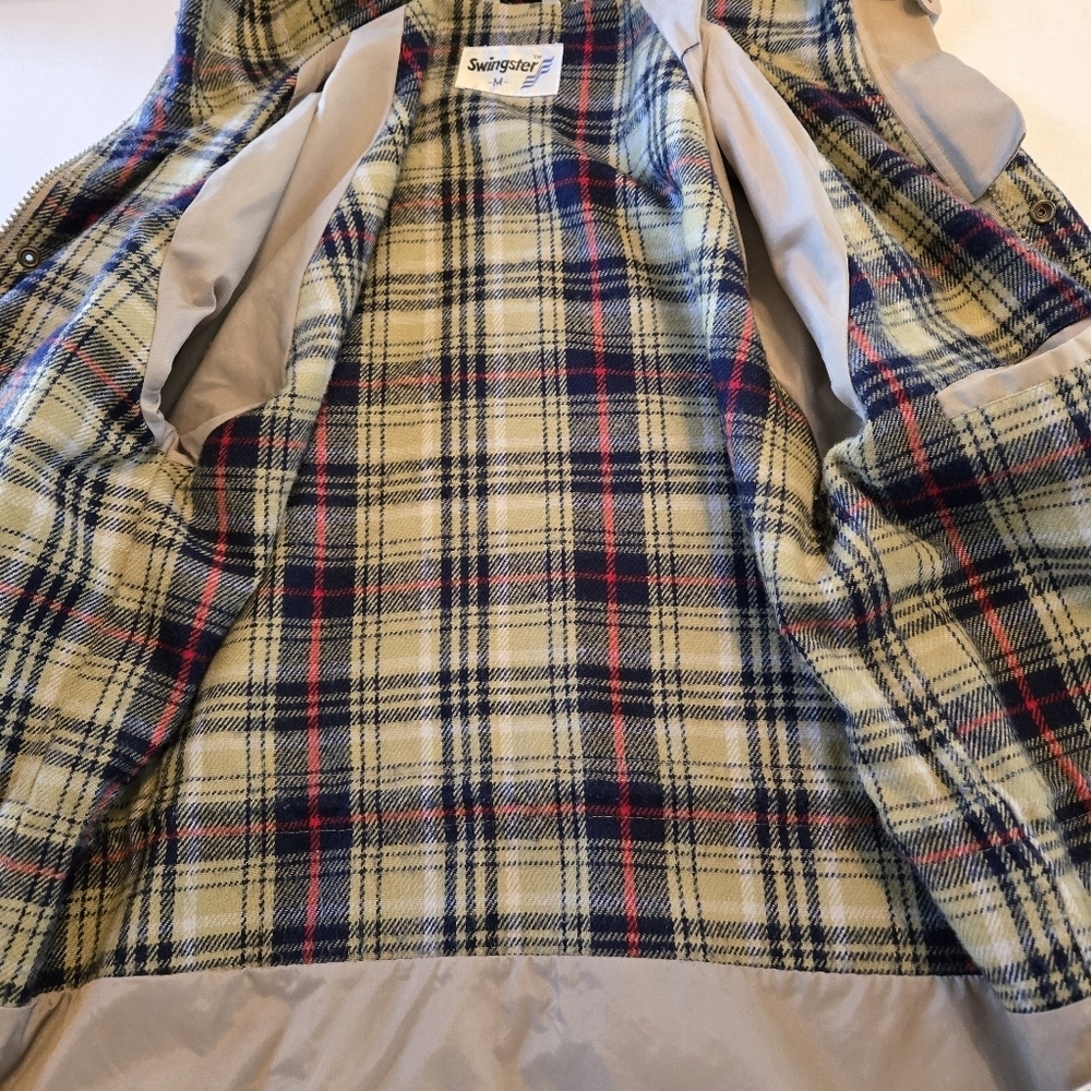 Vintage Swingster Mens Kahki Jacket Sz M Flannel Lined Two Way Zipper Utility - Picture 9 of 16